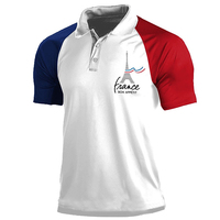 France Flag Simple Classic Polo Shirt For Men's Clothes Rooster Eiffel Tower Print Short Sleeve Shirts Summer Streetwear Top