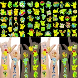 2/1pcs Luminous Pokemon Tattoo Sticker Birthday Decoration Child Body Arm Pikachu Sticker Baby Shower Kids Gift Party Supplies