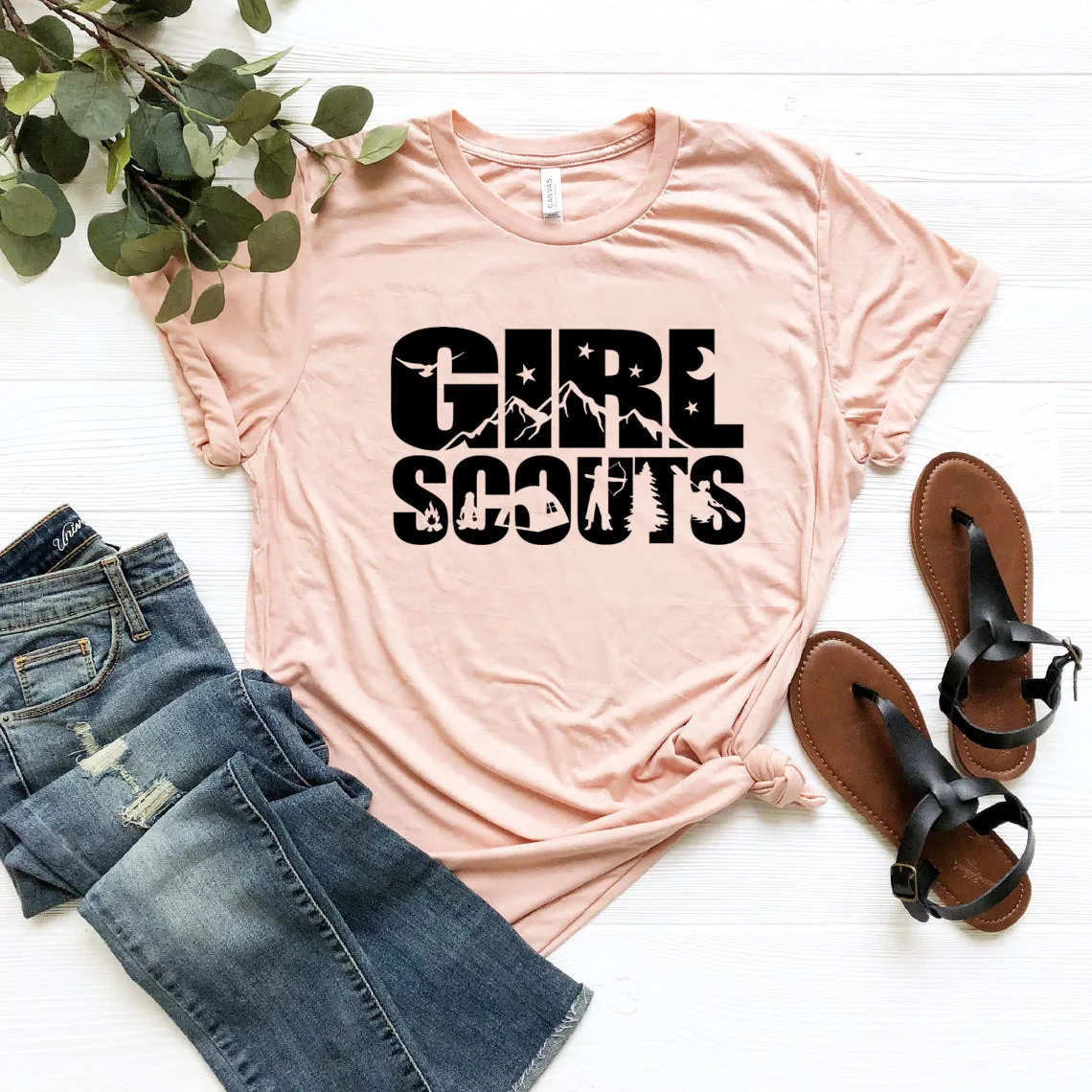 Girl Scouts T Shirt Camping Shirt Girl Scouts Group T-Shirt Girls Graphic Tees Short Sleeve Tshirt Ladies Casual Tops T Shirts