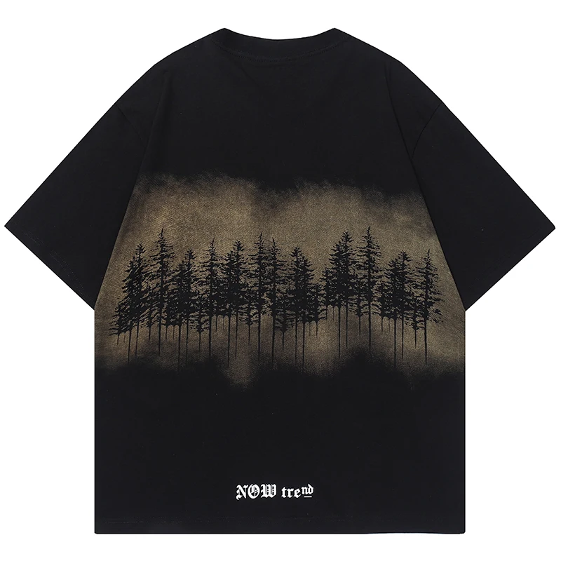 Summer Men Short Sleeve Graphic Tshirts Hip Hop Forest Theme Printed T Shirts Streetwear Harajuku Casual Cotton T-Shirt Top Tees