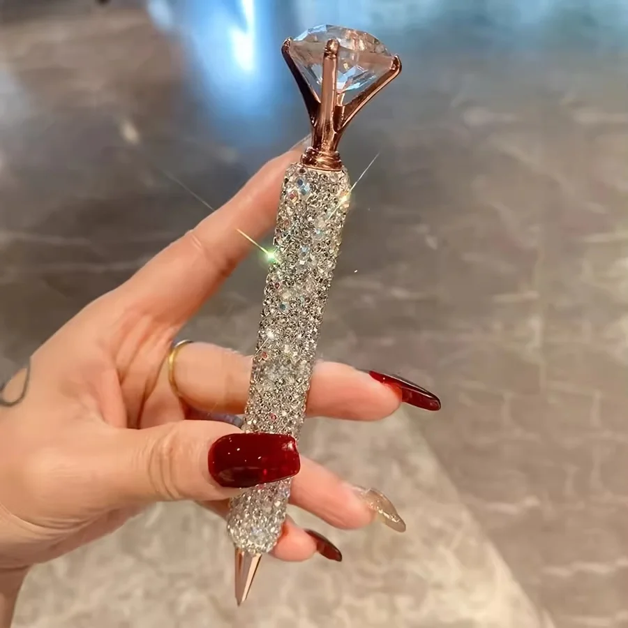 1/2 Piece Student Stationery Durable Writing Tool Rhinestone Pen Office Stationery Luxurious Writing Tool Durable Writing Tool Rhinestone Elegant Twisted Cap Ballpoint Pen Rhinestone Ballpoint Pen for Girls