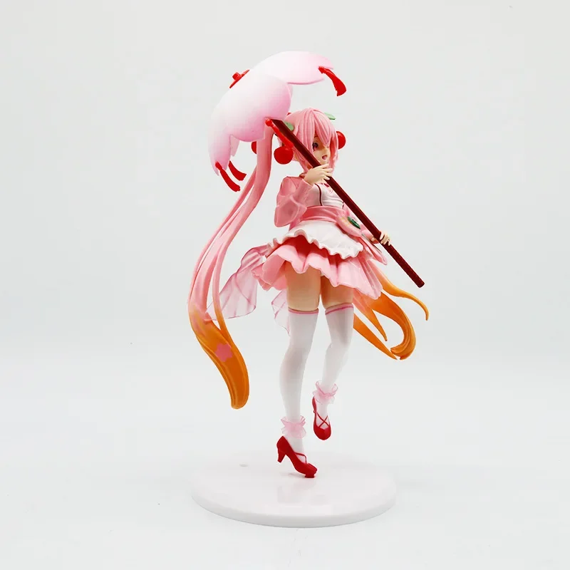 23cm Anime Hatsune Miku Rosa Kirschblüten-Regenschirm Handgefertigtes PVC-Modell Schönes Mädchen Desktop-Dekorationsmodell Spielzeug – Detail 4