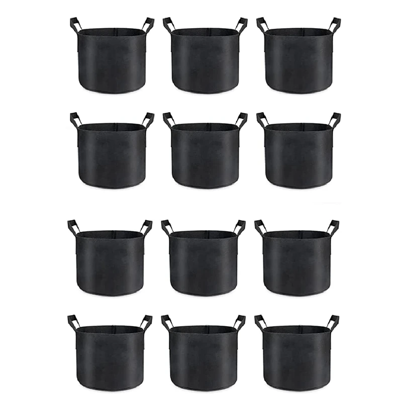 12-Pack Grow Bags 5 Gallon, Thick Fabric Planter Bags For Vegetables, Sturdy Handles & Reinforced Stitching