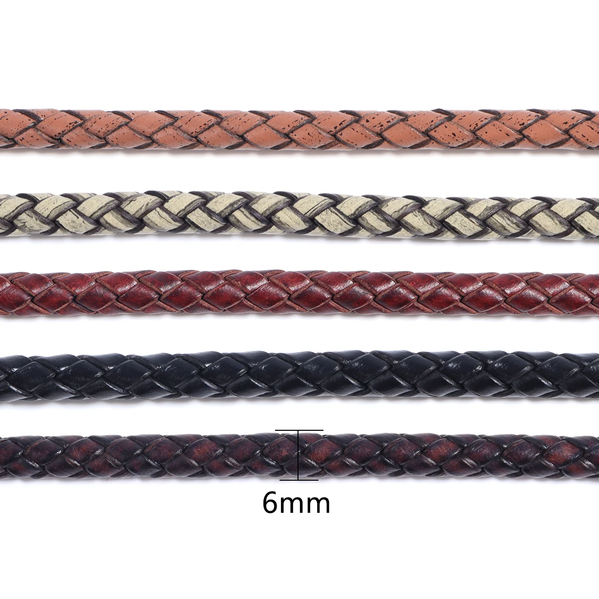 1m/lot 6mm Brown Braided Leather Cord Rope Fit Necklaces Bracelets Findings Leather Thread DIY Jewelry Making
