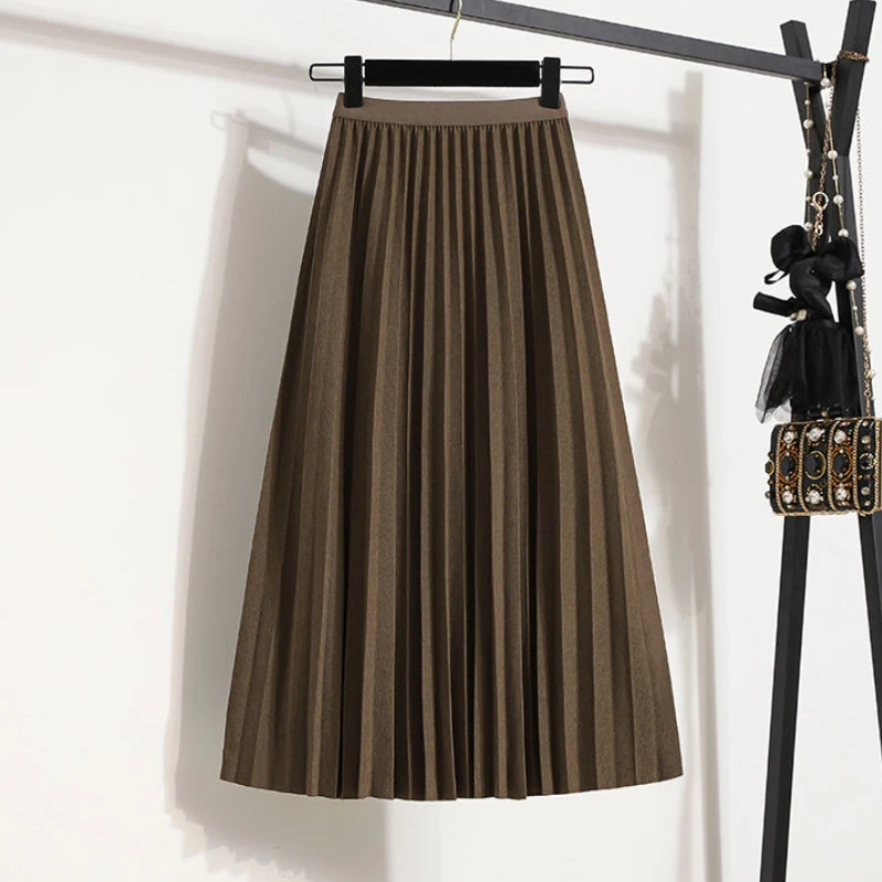 Pleated Long Skirts Women Y2k Clothes Юбка Женская Japanese High Waist Vintage JK Minimalist Preppy All-match Baggy Aesthetic