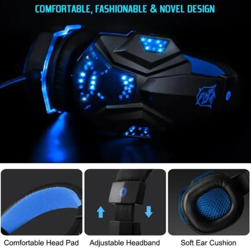 Professional Led Light Wired Gaming Headphones With Microphone For Computer PS5 Bass Stereo PC Gaming Headset Gifts