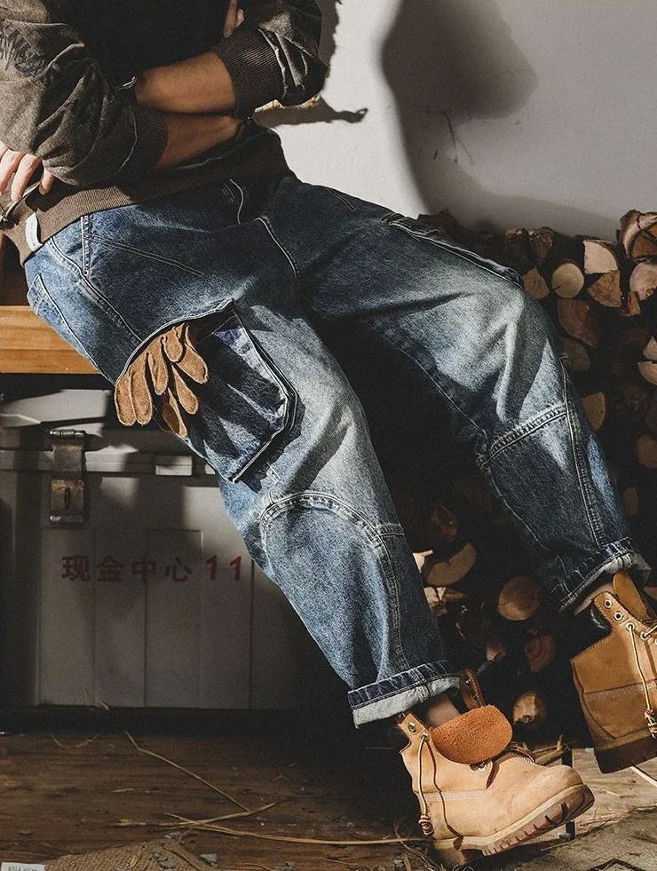 

With Pockets Man Cowboy Pants Luxury Aesthetic High Quality Trousers Designer Original 2025 Fashion Retro Cheap Xs Jeans for Men