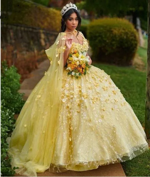 Vestido de novia verde con capa desmontable, ropa de quinceañera, flores, cumpleaños, 16, 2022, WQ9769