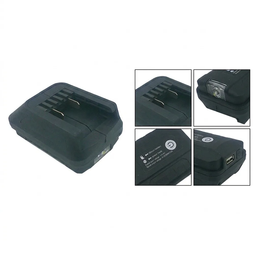 20V Battery Adapter With LED Light And USB Output Converter For WA3530 WA3551 WA3553 4Pin Power Tool Accessories Black