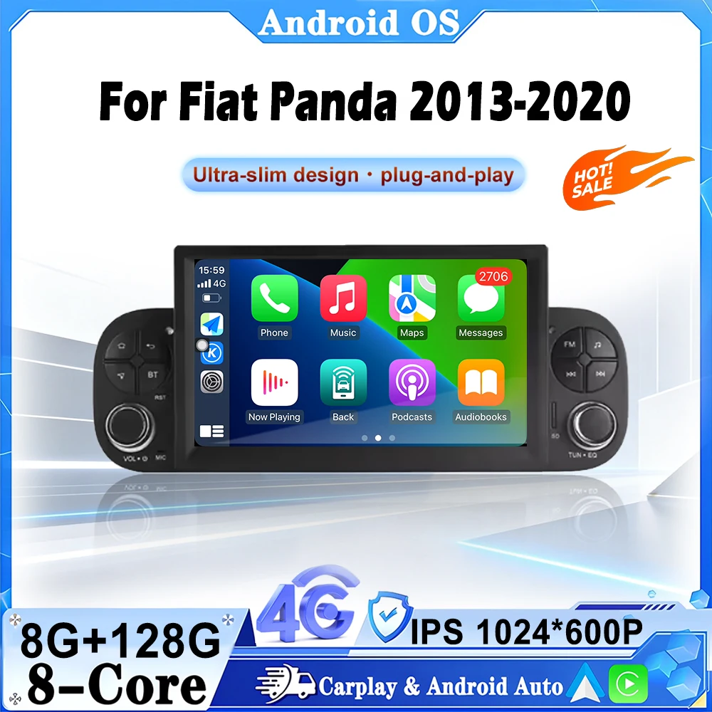 Android 16 Auto For Fiat Panda 2013-2020 Wireless Carplay Car Radio GPS Navigation Multimedia Video Player Audio Head Unit Tools