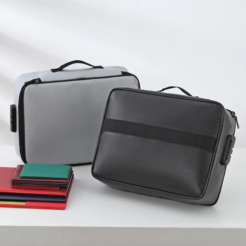 耐火ドキュメントパスワードバッグ旅行防水ファイルマネーストレージ金庫書類ジッパー安全オーガナイザー多層カードケース