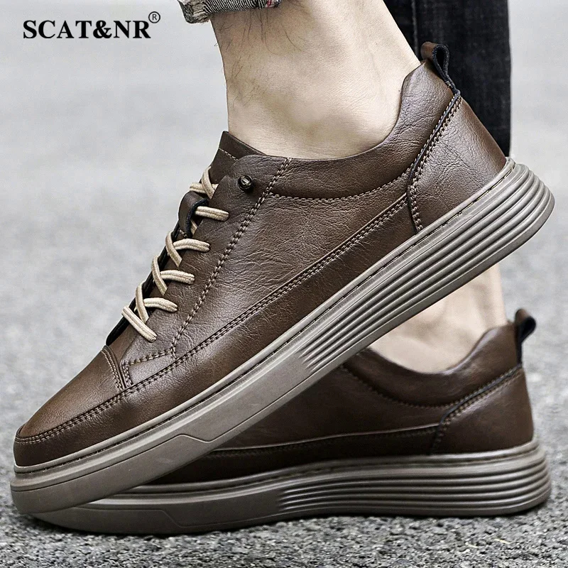 Genuine leather casual shoes men white sneakers fashion designer all-match Four Seasons retro low top walking MEN\'S SHOES casual