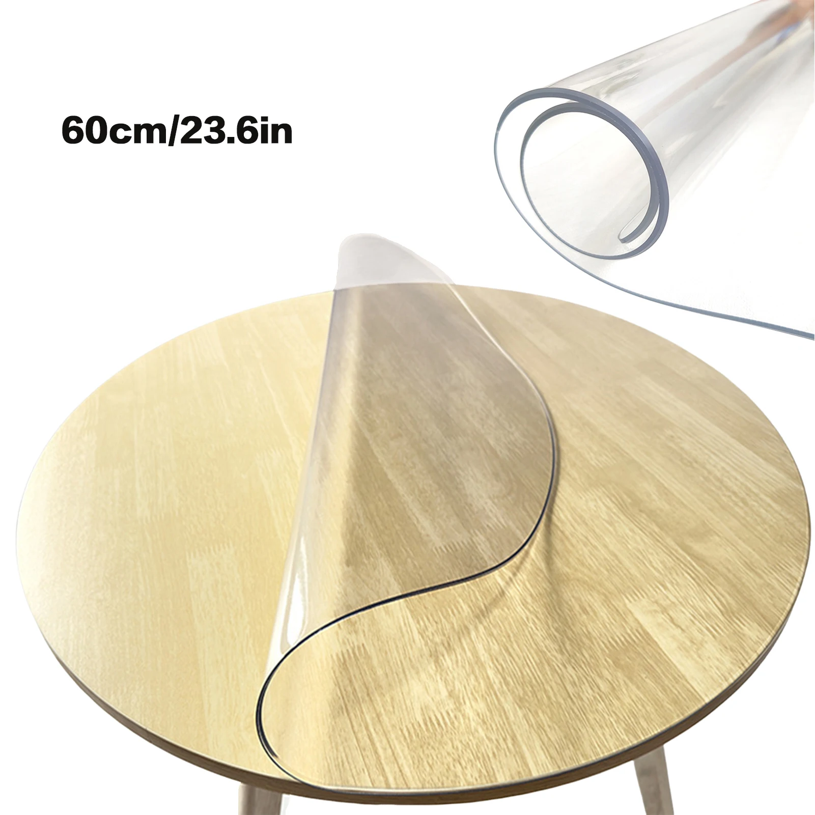 Round Soft Glass Desk Topper Wood Furniture Tabletop Protective Cover for Home Dinner Party Supplies