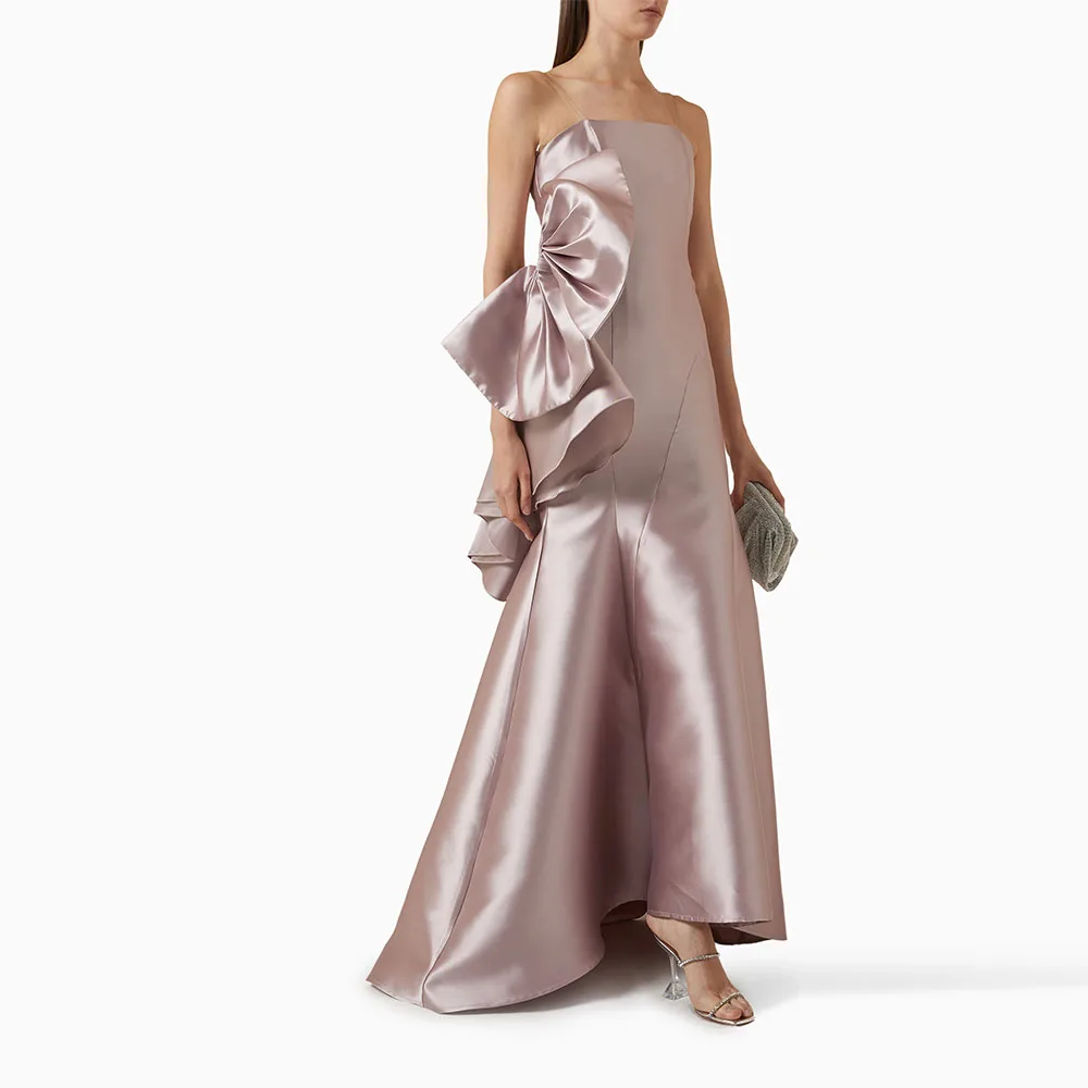 

Платье-футляр для выпускного вечера на заказ, вечернее платье без бретелек, вечернее платье без рукавов для свадебной вечеринки, платье с бантом длиной до пола, Саудовское платье