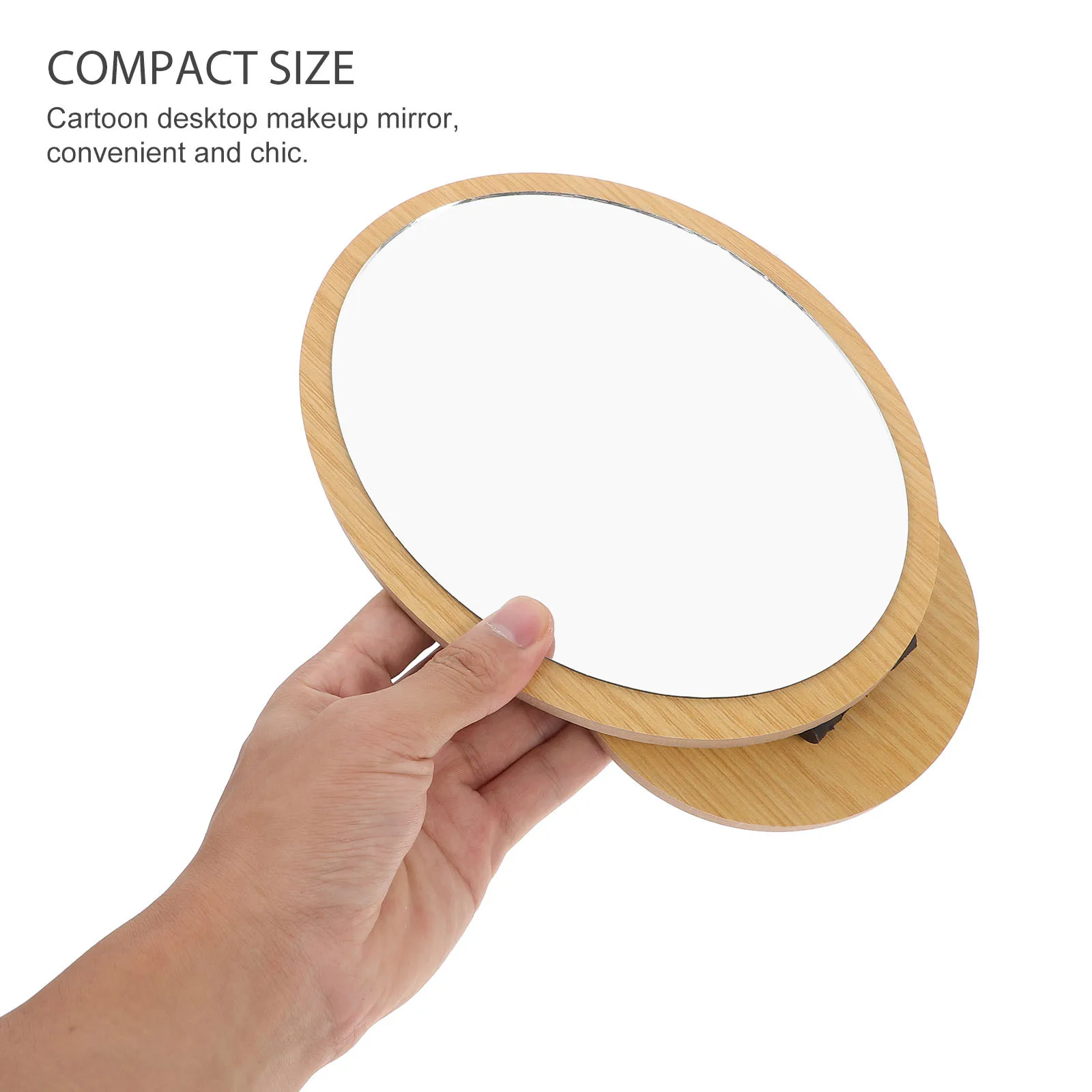 Miroir de maquillage pliable, 1 pièce, miroir de bureau de dessin animé, Beige, chambre à coucher, Salon de maison, mode, décor de bureau élégant