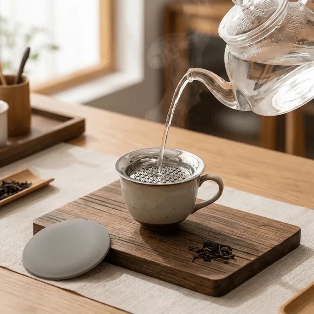 High Temperature Resistant Stainless Steel Tea Infuser Fine Mesh with Silicone Dust Cover Tea Strainer Sturdy Food Strainer