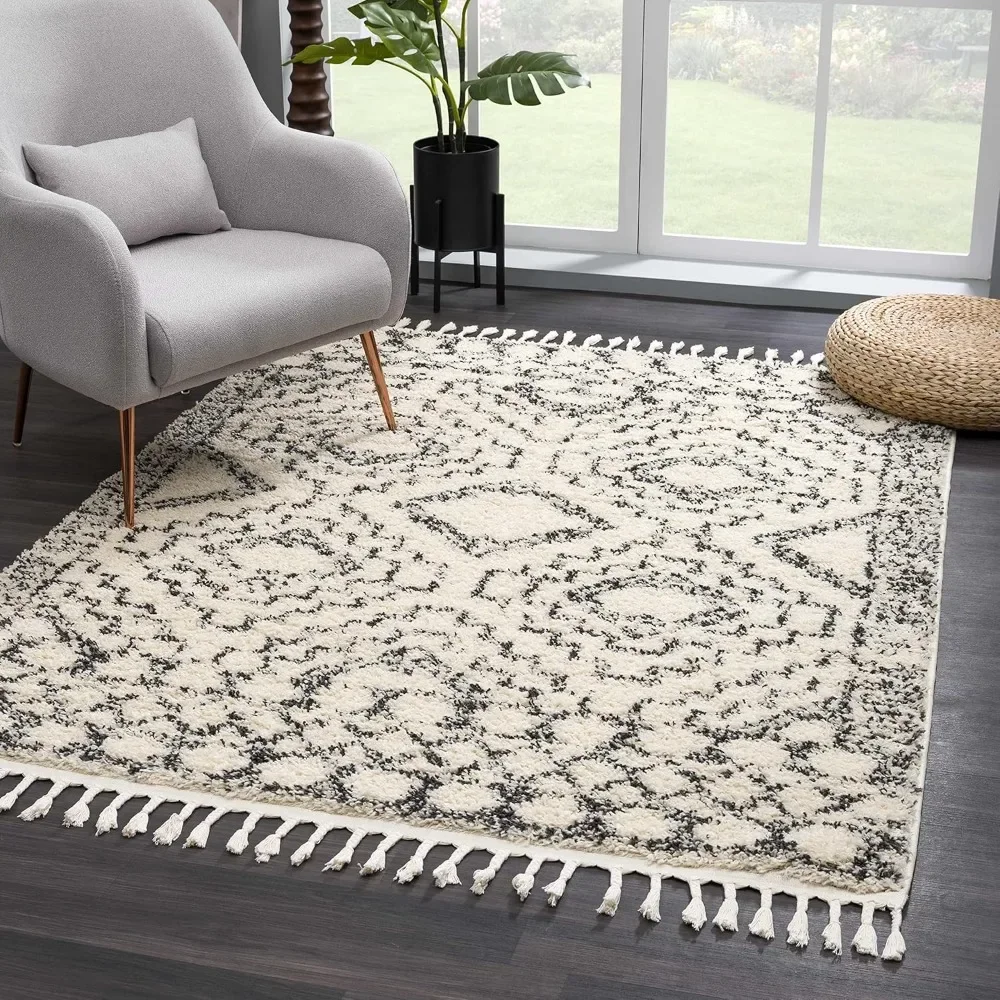 

Carpet Farmhouse Living Room Bedroom Large Area Rug with Tassel - Fluffy Plush High Pile Carpet , 9'2" x 12 Carpets