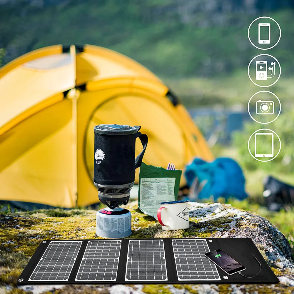 ETFE Solar Panel Folding Pack 45W Solar Cells Type-c PD USB QC3.0 Fast Charge Portable Solar Power Bank Outdoor Power Generation