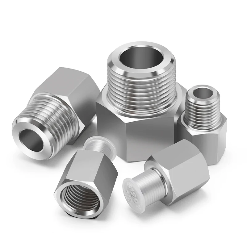 5Pcs 304 stainless steel BSP 1/8 "1/4" 3/8 "1/2" internal thread to external thread pipe fitting adapter metric pressure gauge