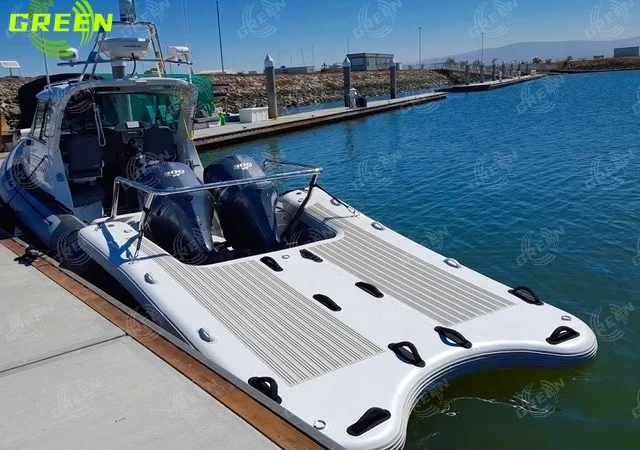 GREEN Lightweight Portable Durable Water Safety Platform Custom Inflatable Rescue Board Dock For Boat