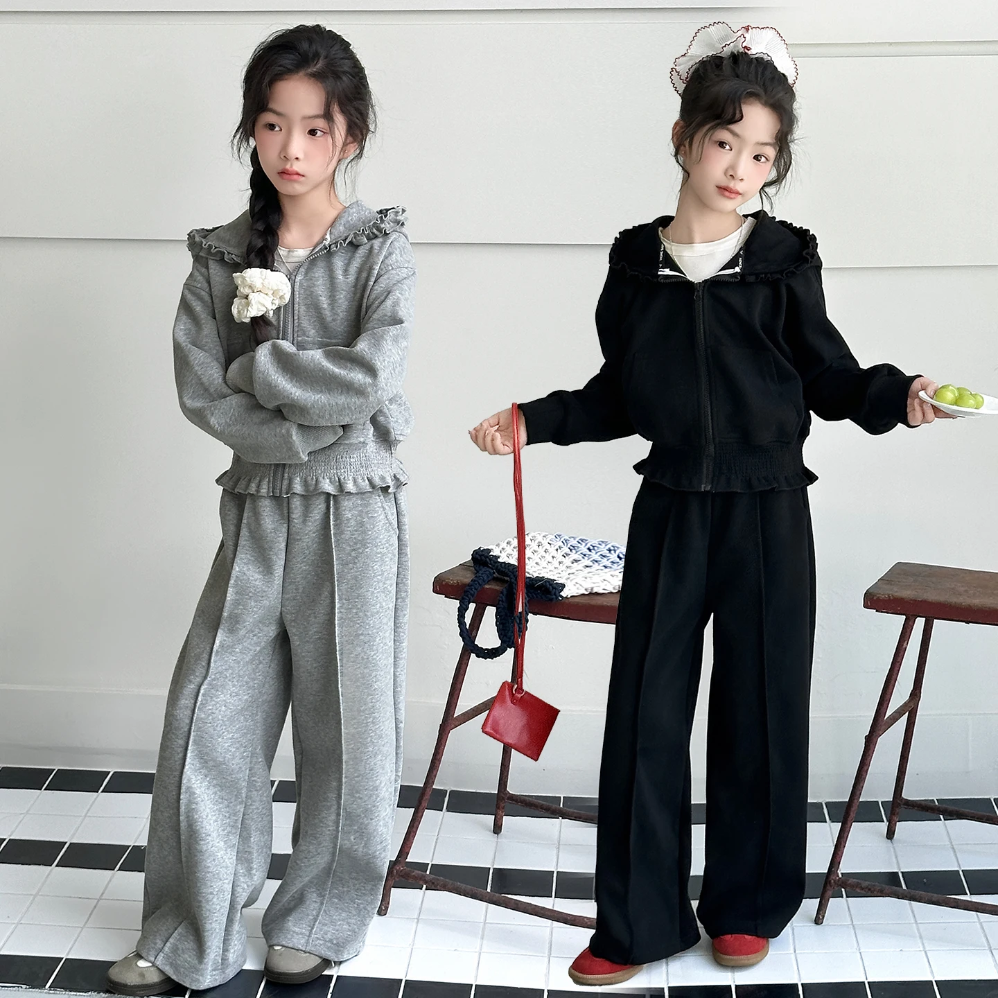 

autumn teen girls sportswear set hooded sweatshirt zipper jacket+Casual pants 2pcs junior kids sport clothes suit child outfits