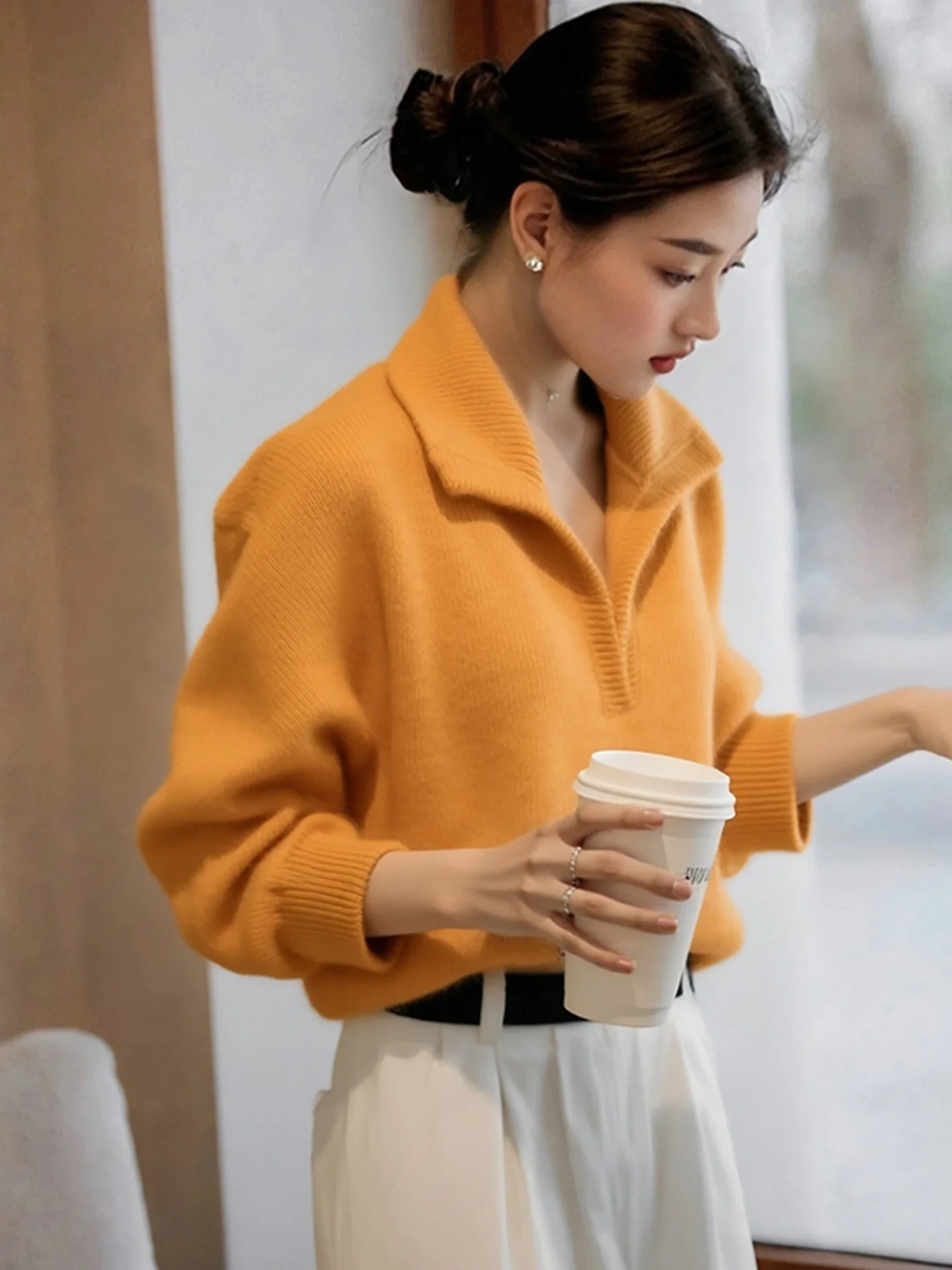 Ele Long Sve Camere Prendas de punto Top suave y cómodo para una apariencia más joven Faion de invierno Ajuste suelto coreano