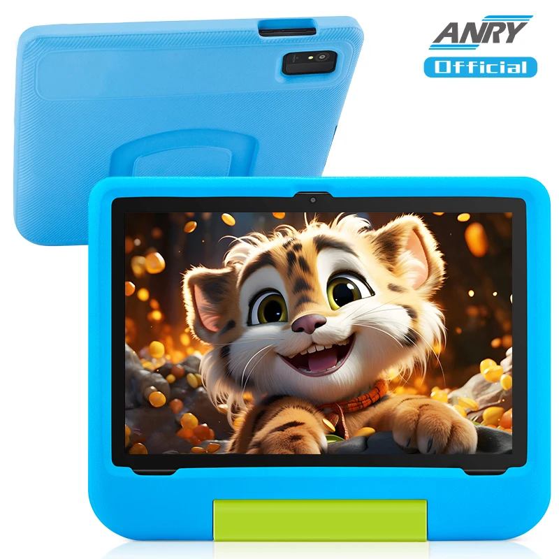 تابلت للأطفال، تابلت 10.1 بوصة يعمل بنظام أندرويد 15 للأطفال، وذاكرة وصول عشوائي 8 جيجابايت وذاكرة قراءة فقط 64 جيجابايت وبطارية 5000 مللي أمبير في الساعة مع تحكم في الوالدين، وكاميرا مزدوجة