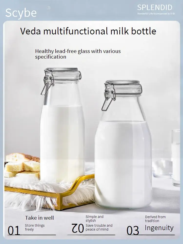 

Glass sealed bottle Food grade Milk bottle Wine bottle Empty bottle Sub-bottle Cold water container beverage