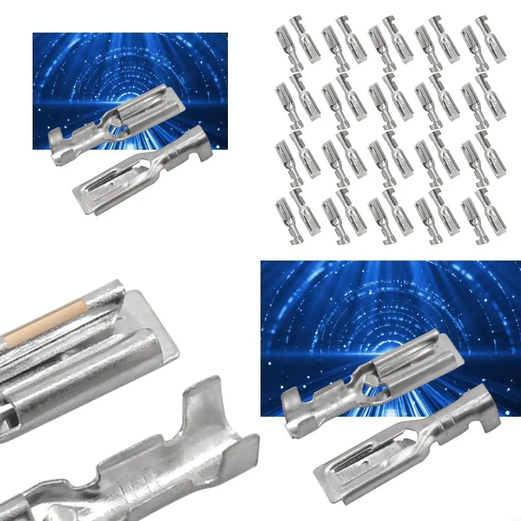 J1HD 100 Piece Metal Female Blade Terminals 2.8Mm High Conductivity Disconnect Terminals for Vehicle & Low Circuits