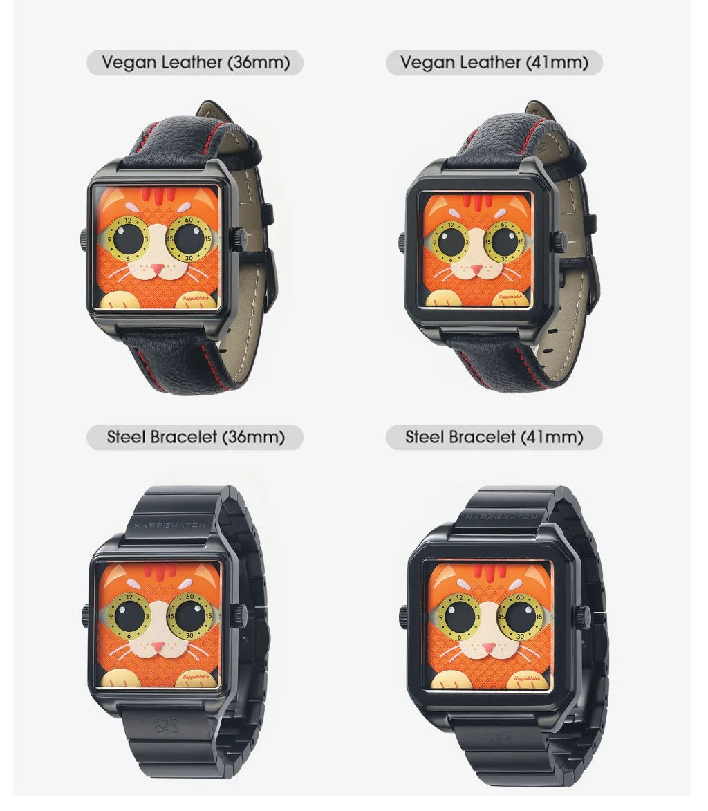 ساعة HappieWatch Ginger Cat كاجوال كوارتز للنساء، إكسسوار ساعة يد عصرية باللون البرتقالي والأحمر الناري #4