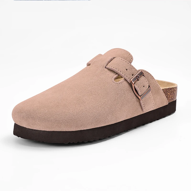 Fashion Men Clogs Slippers Men Platform Suede Clogs Slippers Classic Cork Footbed Leather Mules Outdoor Antislip Beach Slippers