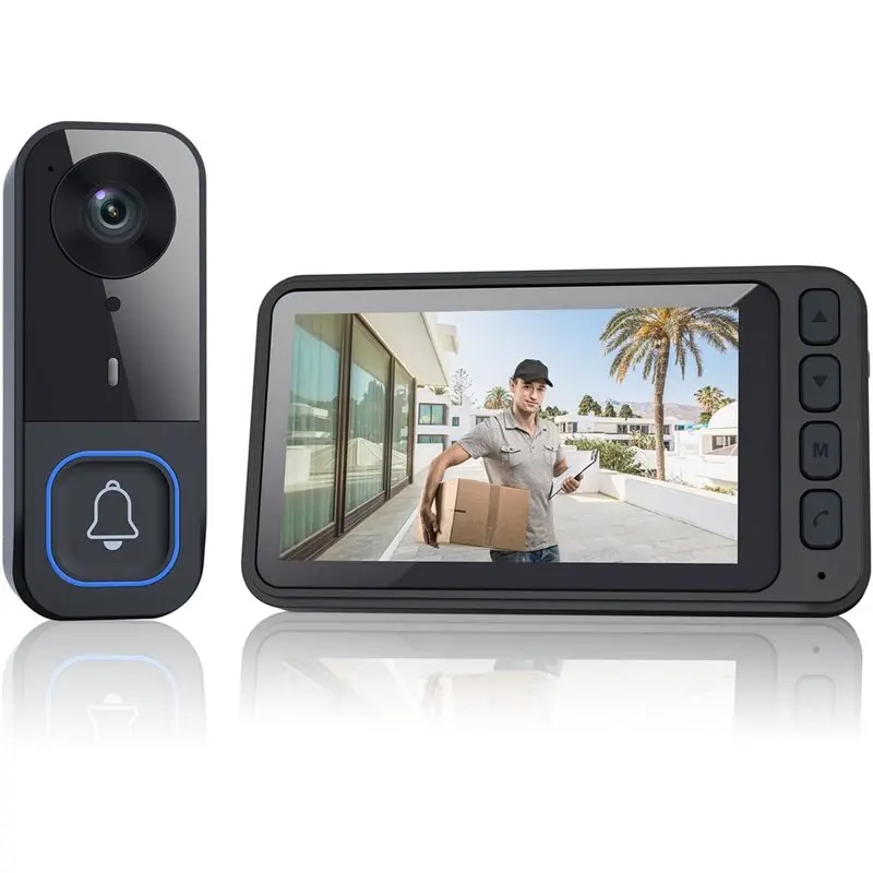 ABDJ-Motion Detection IPS Full-Color Display 720P Visual Door Bell, Night Vision, For Home Security Smart Video Doorbell