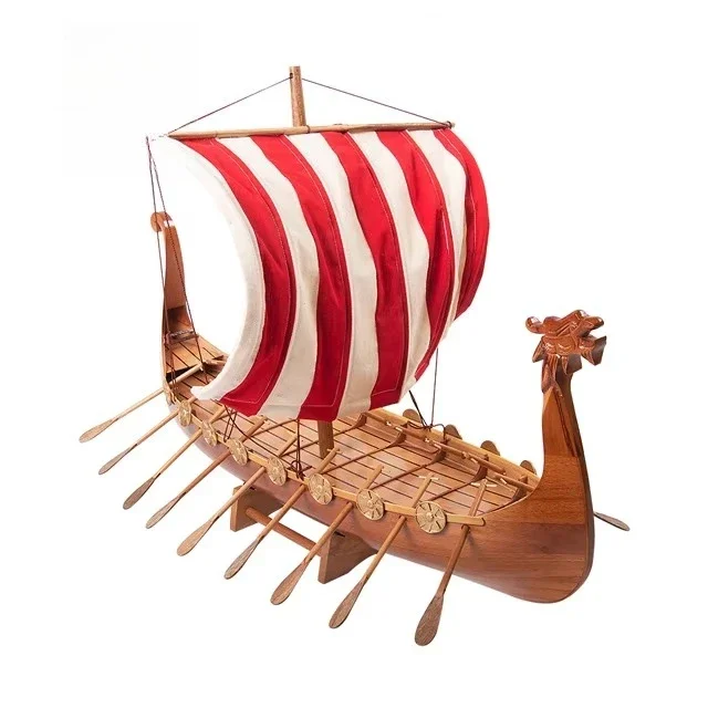 Wooden model boat for home and office decoration, (64lx16.5wx50h cm)