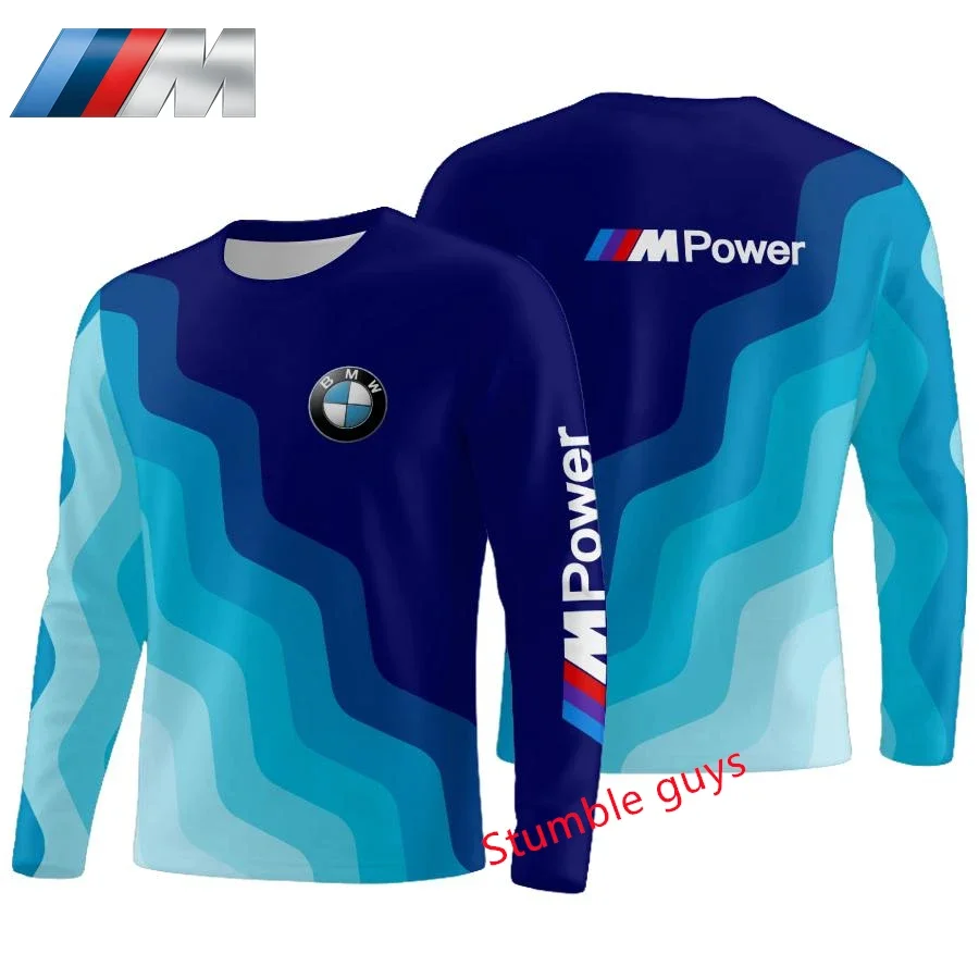 تي شيرت BMW بأكمام طويلة للرجال، تي شيرت كاجوال مريح وناعم للاستخدام الخارجي، تصميم عصري، ملابس نشطة خفيفة ​