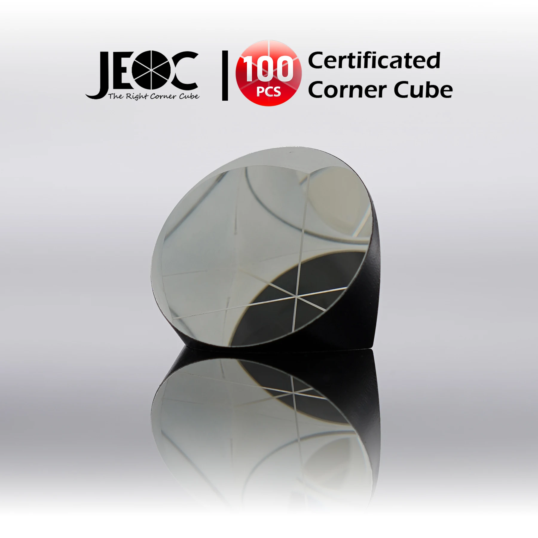 

100pcs JEOC Certificated Corner Cube, 38.1mm (1.5") Diameter, 28.5mm (1.122") Height reflective prism, Silver Coated