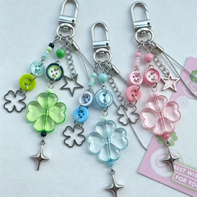 

INS Korean Handmade Beaded Keychain Phone Lanyard Kawaii Ins Style Charm for Journal Bag Pendant Lucky Gift Girly DIY Craft