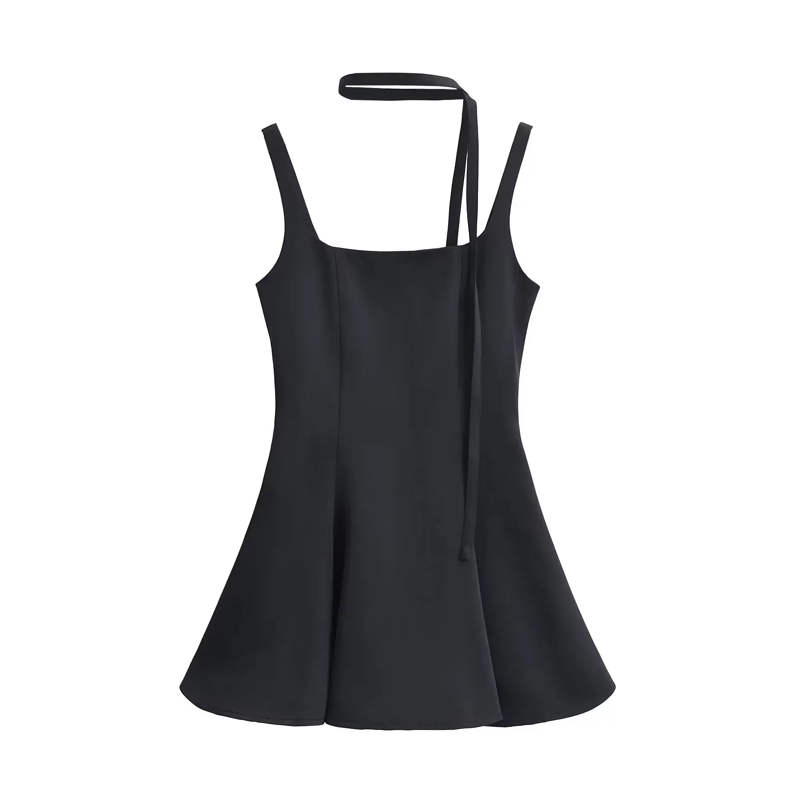 Francuska Sukienka A-Line z Wysokim Stanem, Wyszczuplająca, Satynowa, Letnia, Prosta