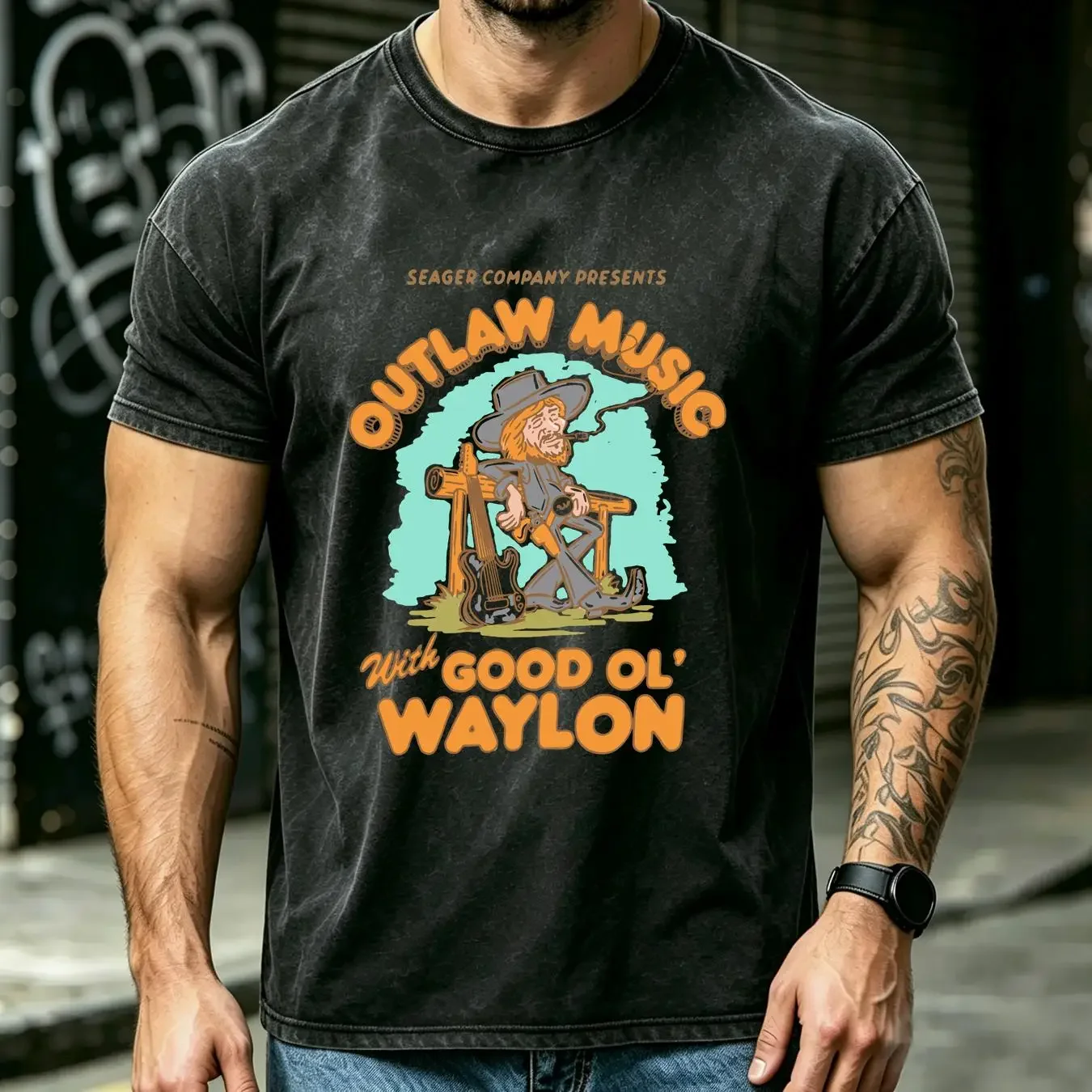 washed T Shirt Waylon Jennings Funny For Fans Men S 5XL 1CM1430 long or short sleeves vintage Washed Stylish Stretched
