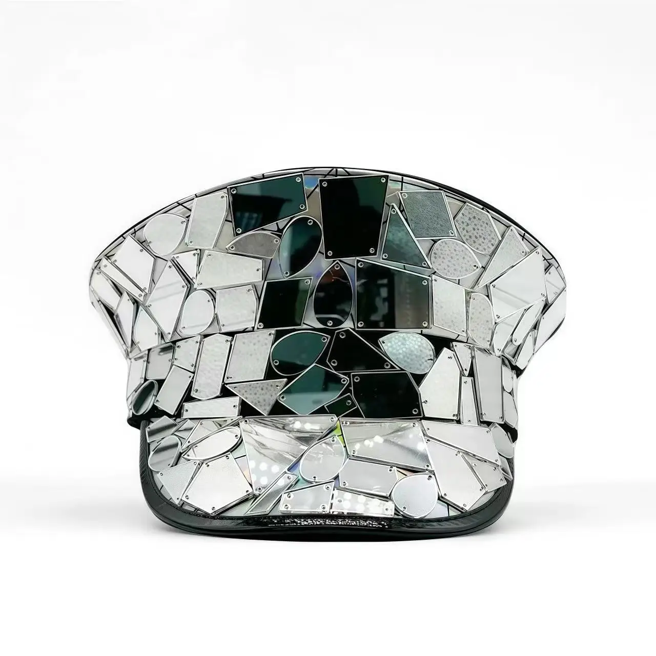 หมวกกัปตันหนังสีเหลืองเลเซอร์ HongLuan ประดับคริสตัลและหมวกทหารสำหรับผู้หญิง อุปกรณ์เสริมสำหรับงานเทศกาลดนตรีและหมวกปาร์ตี้สำหรับผู้ชาย