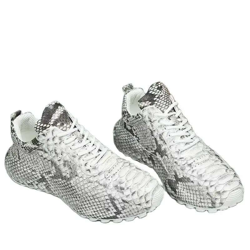 2023 new arrival Fashion Snake Skin causal shoes men,male Genuine leather Sneaker  pdd145