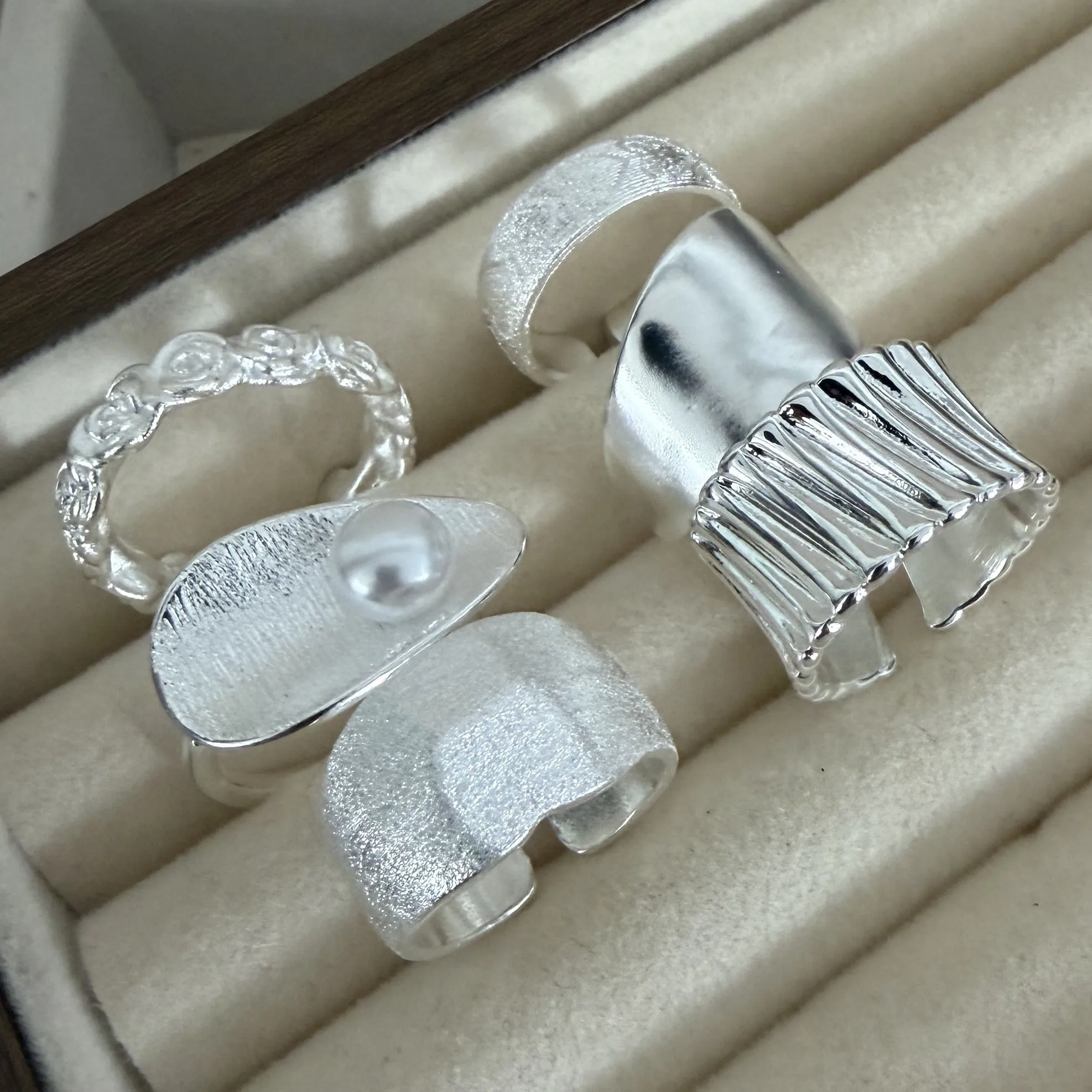 925 Sterling Silver Rings for Women Couple Minimalist Handmade Simple Wide Star Ring Set Party Jewelry Gift Prevent Allergy