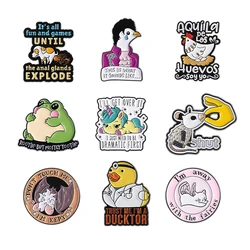 Cartoon Animal Dramatic Quotes Collection Enamel Pins Cute Frog Duck Bird Rat Brooch Lapel Badge Creative Jewelry Friends Gift