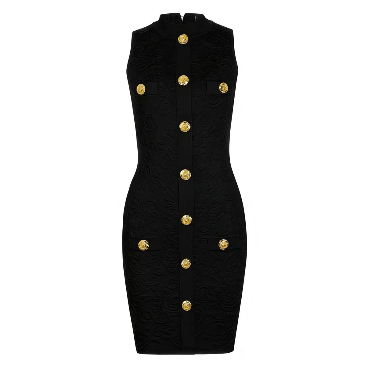 

2698 Высококачественное летнее платье нового стиля в модном дизайне для знаменитостей, вязаное, с тяжелой отделкой, золотой пряжкой и рельефным узором, без рукавов