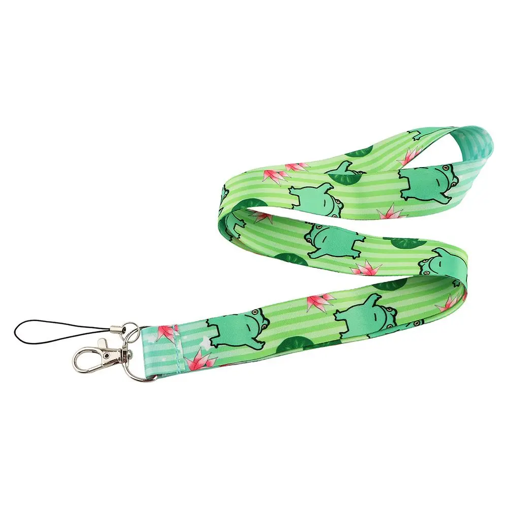 Holder Keychain Mobile Phone Strap Webbings Ribbon Badge Holder ID Card Pass Hang Rope Frog Print Neck Strap Keychain Ribbon