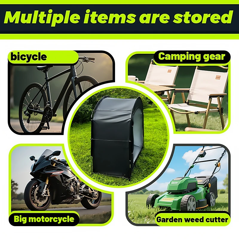 Portable Outdoor Bike Shelter Storage Tent Thickened Oxford Fabric Aluminum Alloy Frame Cycling Gear Protection with Carry Bag - view 4