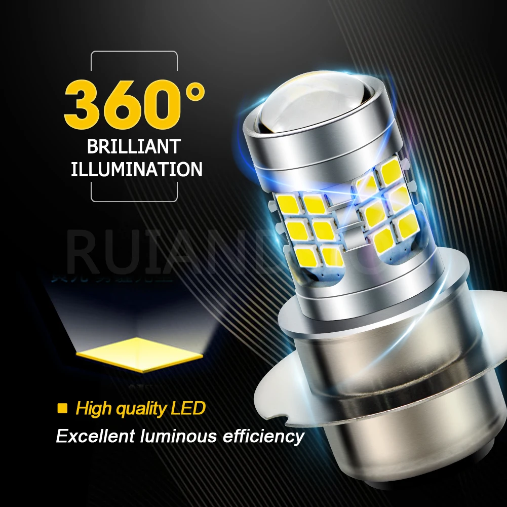 P15D Headlight Bulb H6M P26S P36D LED Scooter Light Lamp Bulb Motorcycle Auxiliary Light Headlight 6000K 6V Accesorios 12V 9-30V