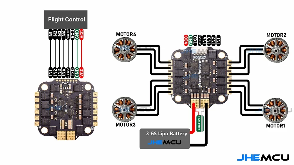 JHEMCU F745 Flight Controller Stack GF30F745-ICM Flight Controller BLHELI_32 45A / 60A 4in1 ESC 3-6S 30X30mm for FPV Freestyle