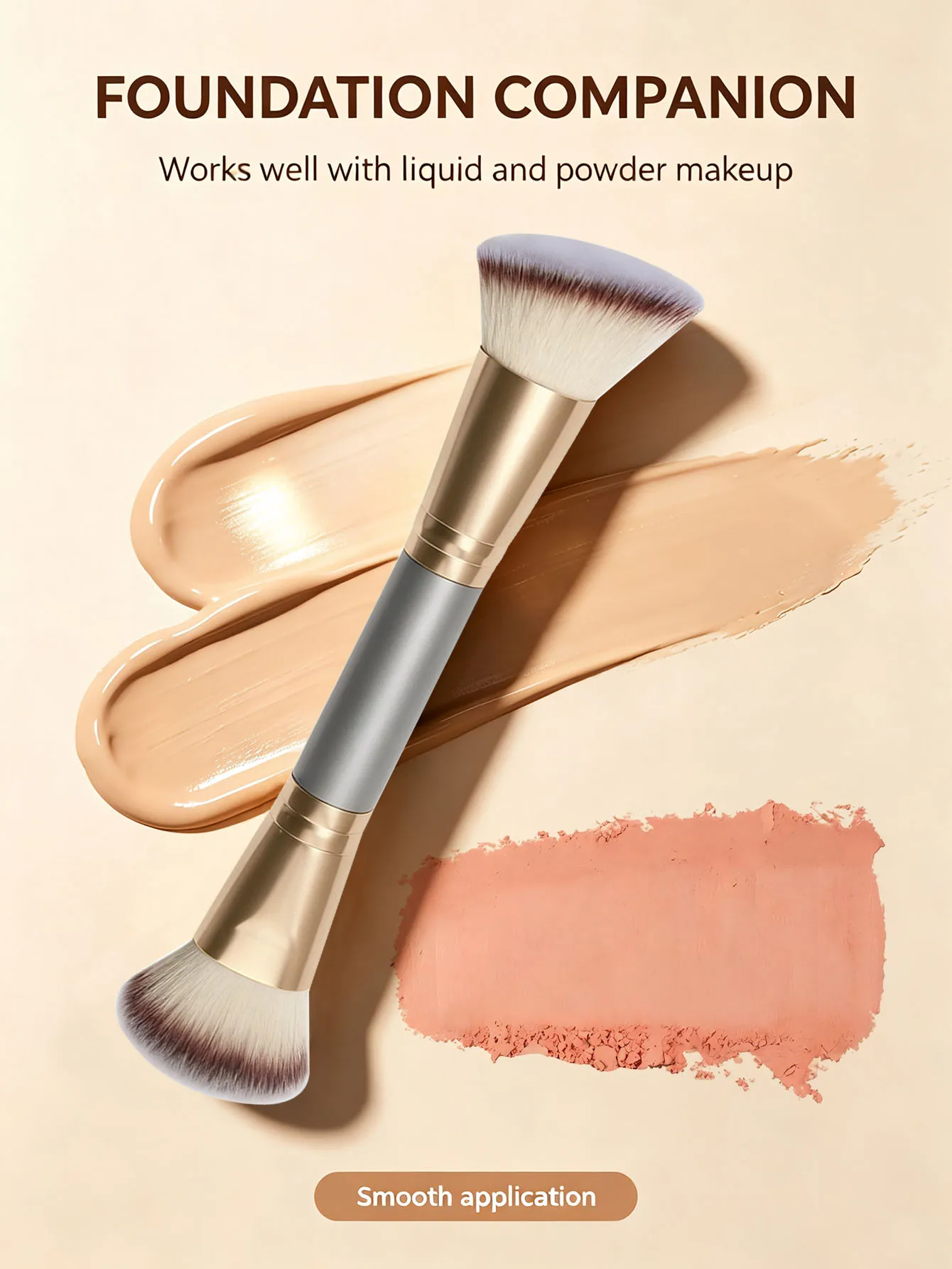 Double-Ended Foundation Brush for Face Makeup, Multifunctional Double-Ended Brush for Liquid Foundation, Special Brush for Liquid Blush, Kabuki Foundation Brush, Loose Powder Brush, Blush Brush, Multifunctional Makeup Brush, Beauty Tool for Women