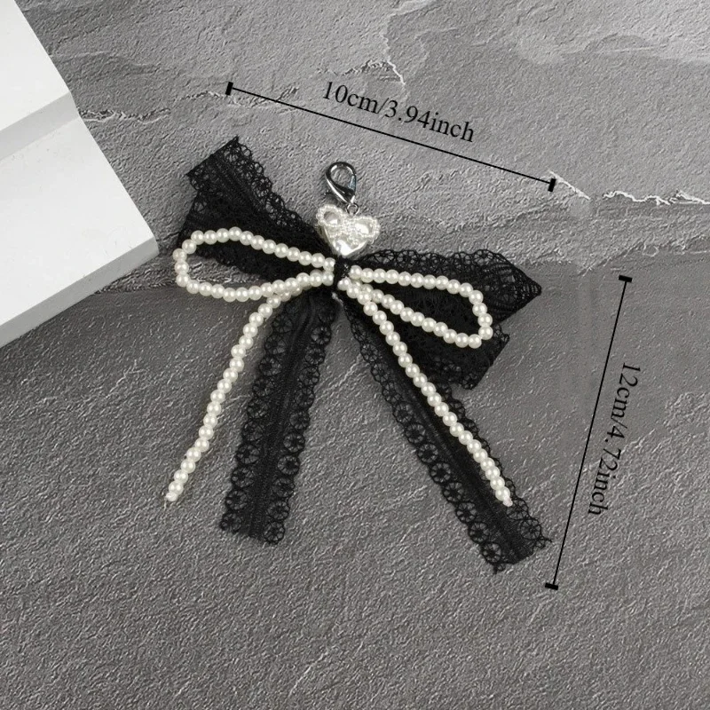 Lace Bow Keychain Sweet Shoe Buckle Decor Pearl Bag Pendant Charming Shoe Charm Accessories For Gift Girls Accessories Bag