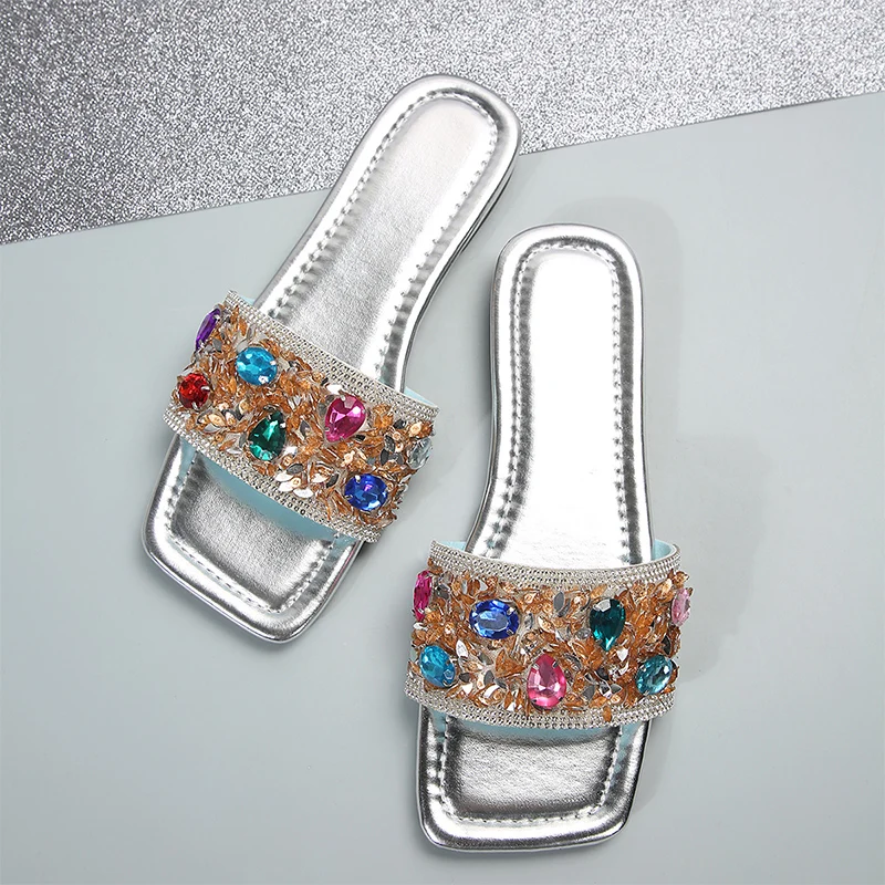 

NEW Summer New Women Crystal Slippers Shoes Fashion Luxury Beach Cozy Shoes Sandals Walking Flip Flops Female Slides Plus Siz 43